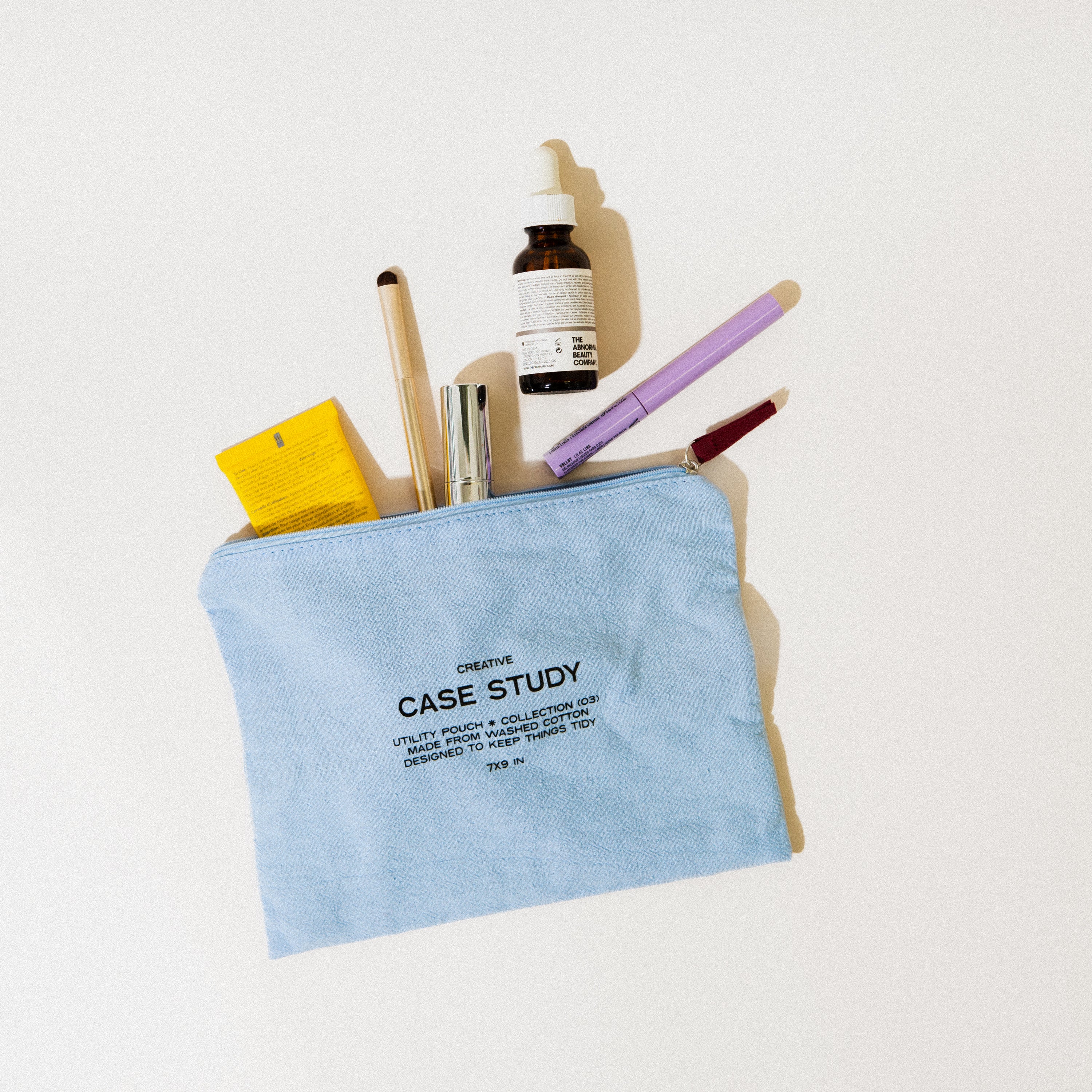 Washed Cotton Zipper Go Pouch