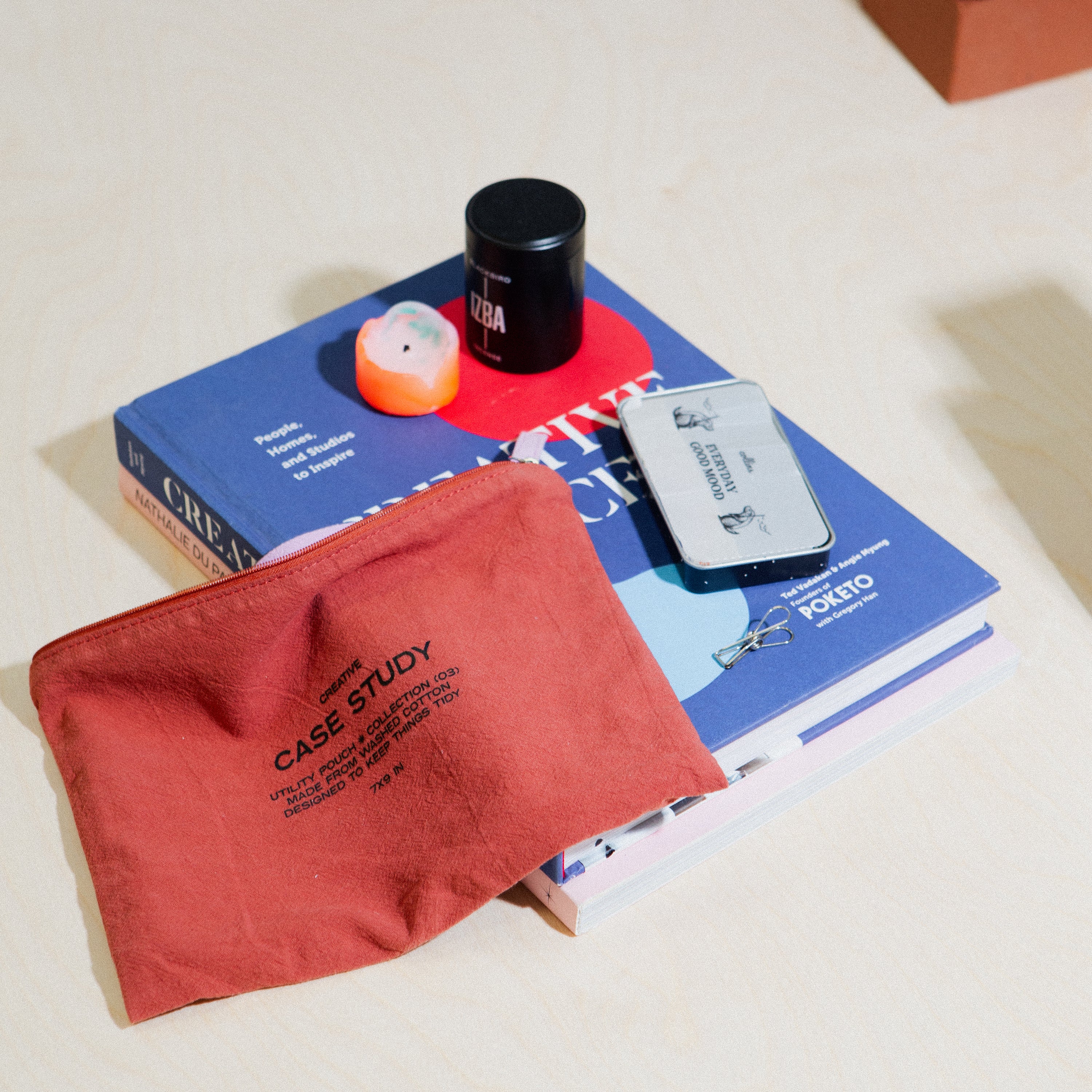 Washed Cotton Zipper Go Pouch