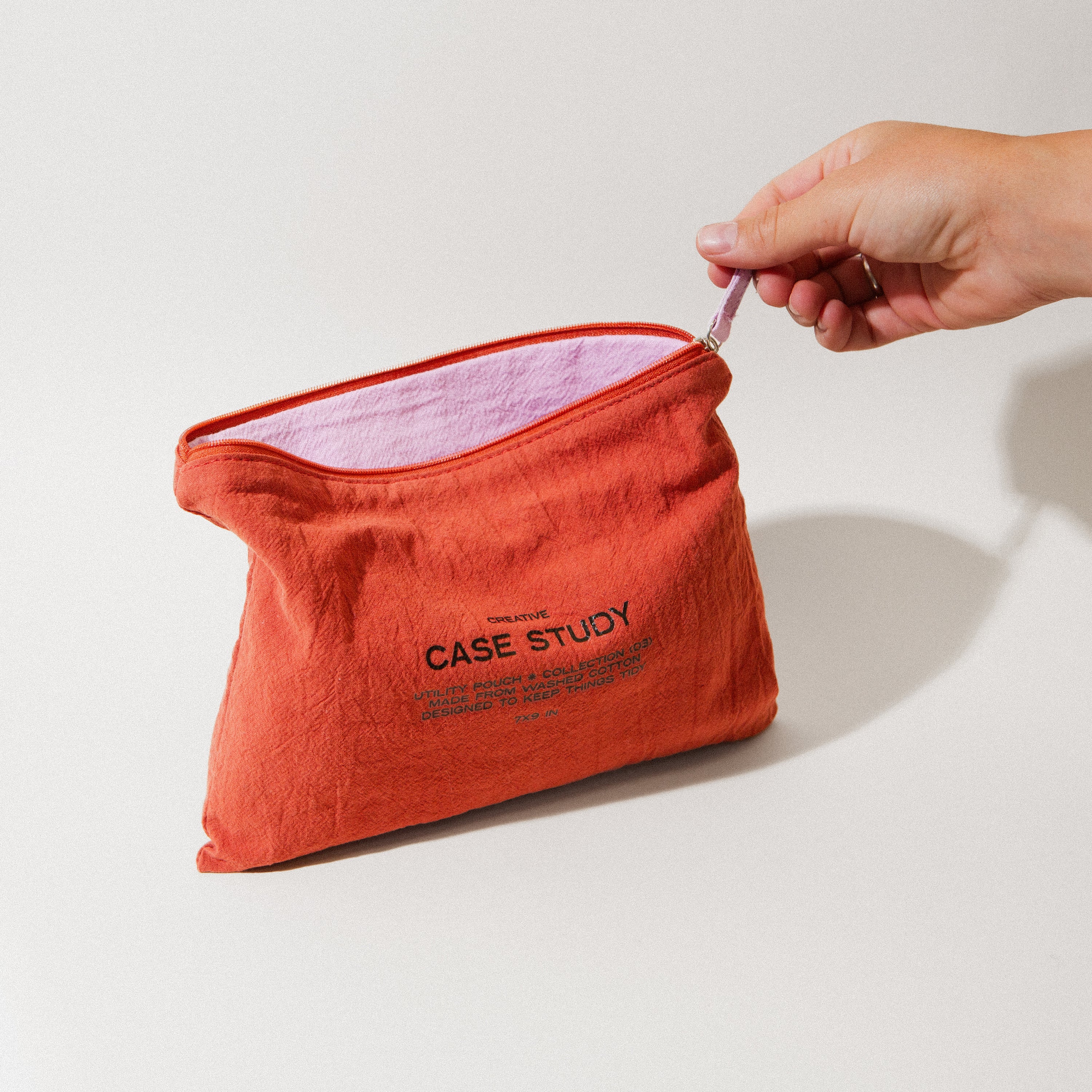 Washed Cotton Zipper Go Pouch