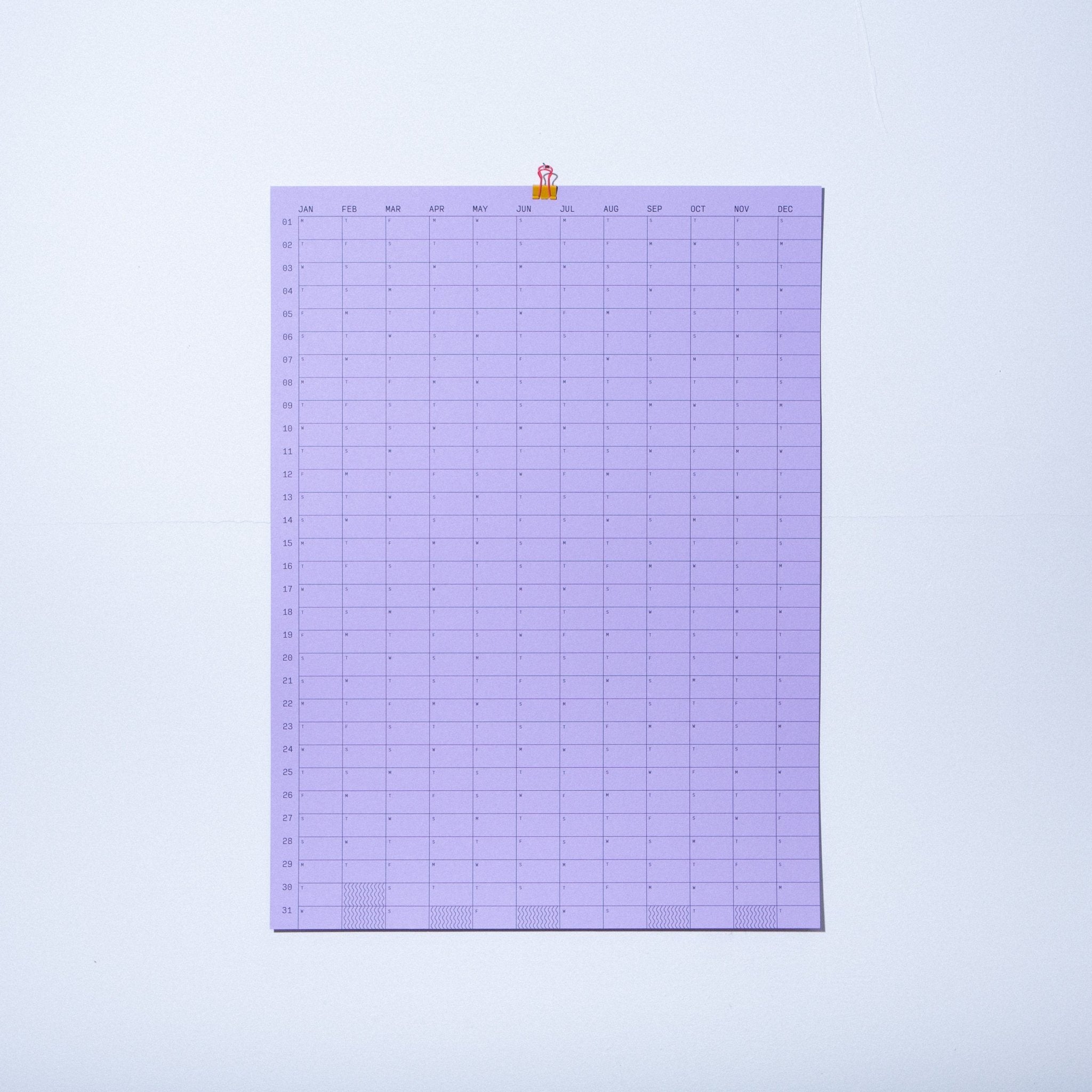 2024 Yearly Wall Planner - Lavender - Case Study
