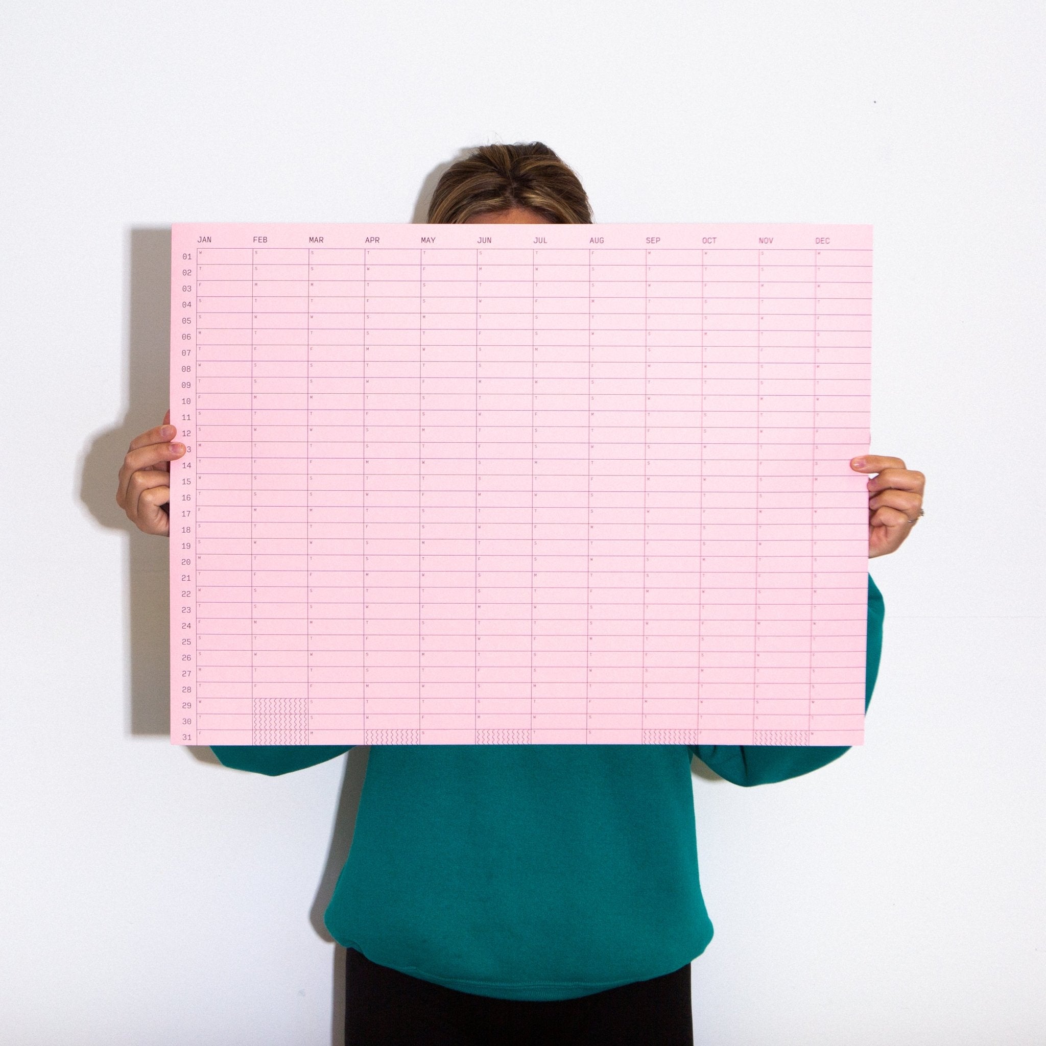 2025 Yearly Wall Calendar - Pink - Case Study