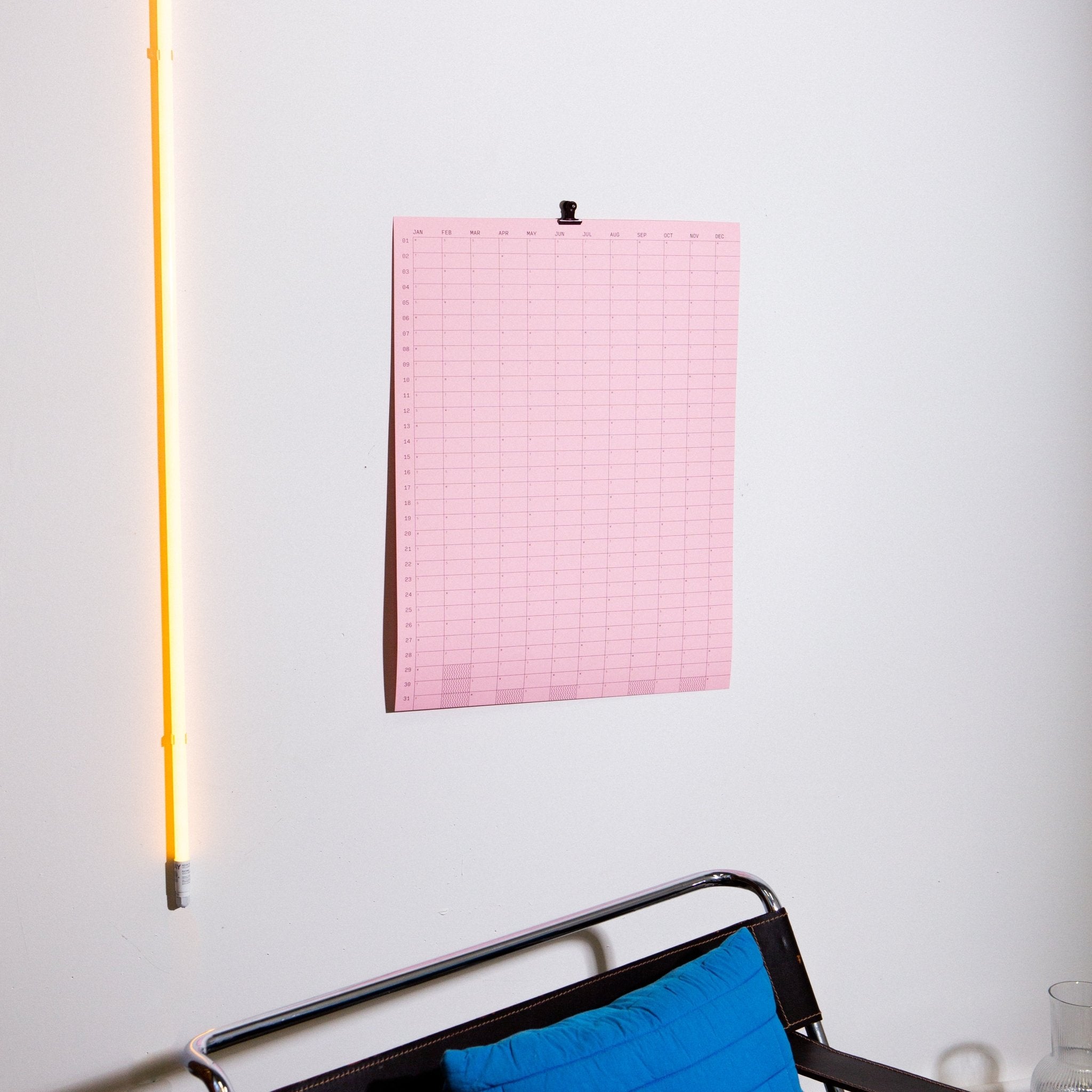 2025 Yearly Wall Calendar - Pink - Case Study