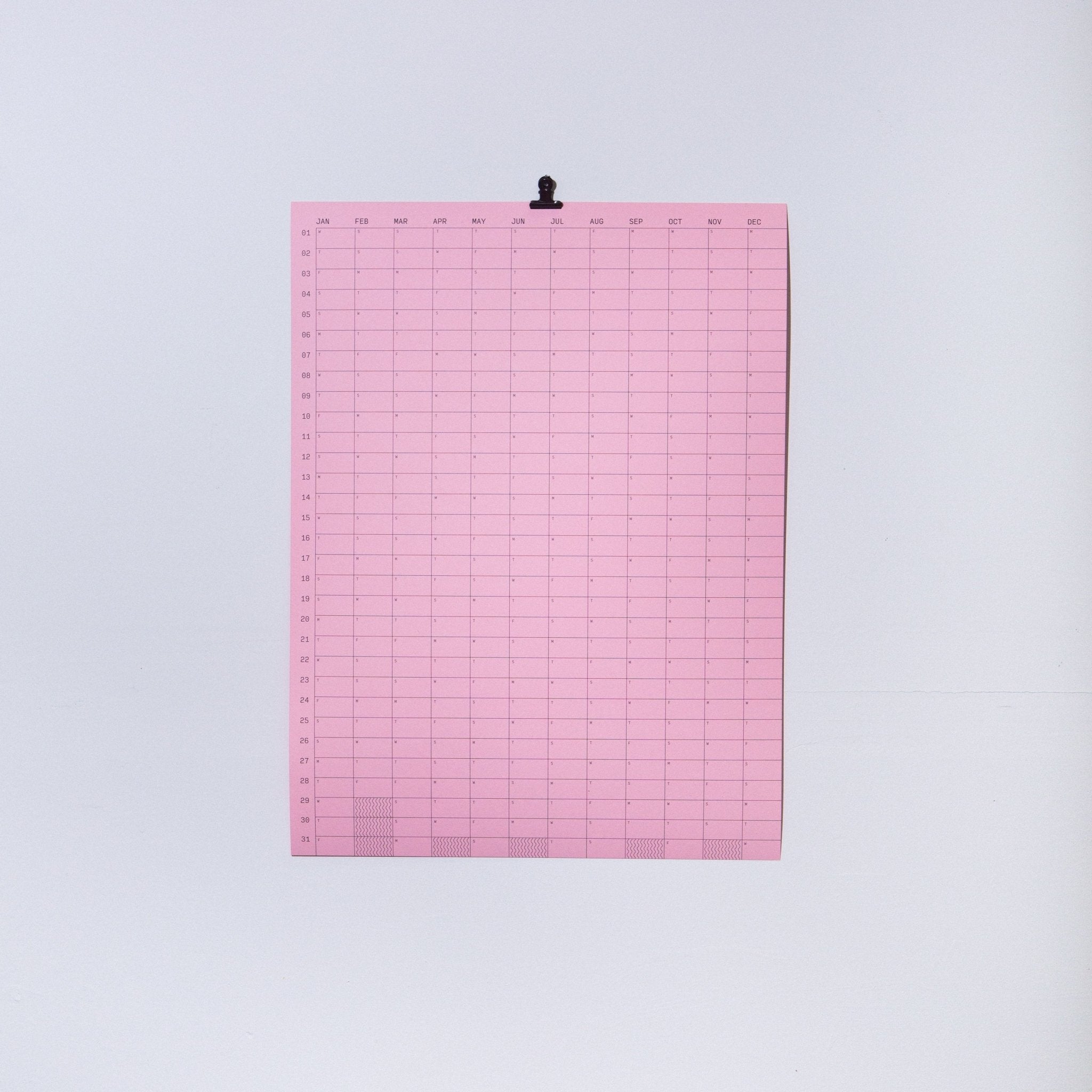 2025 Yearly Wall Calendar - Pink - Case Study