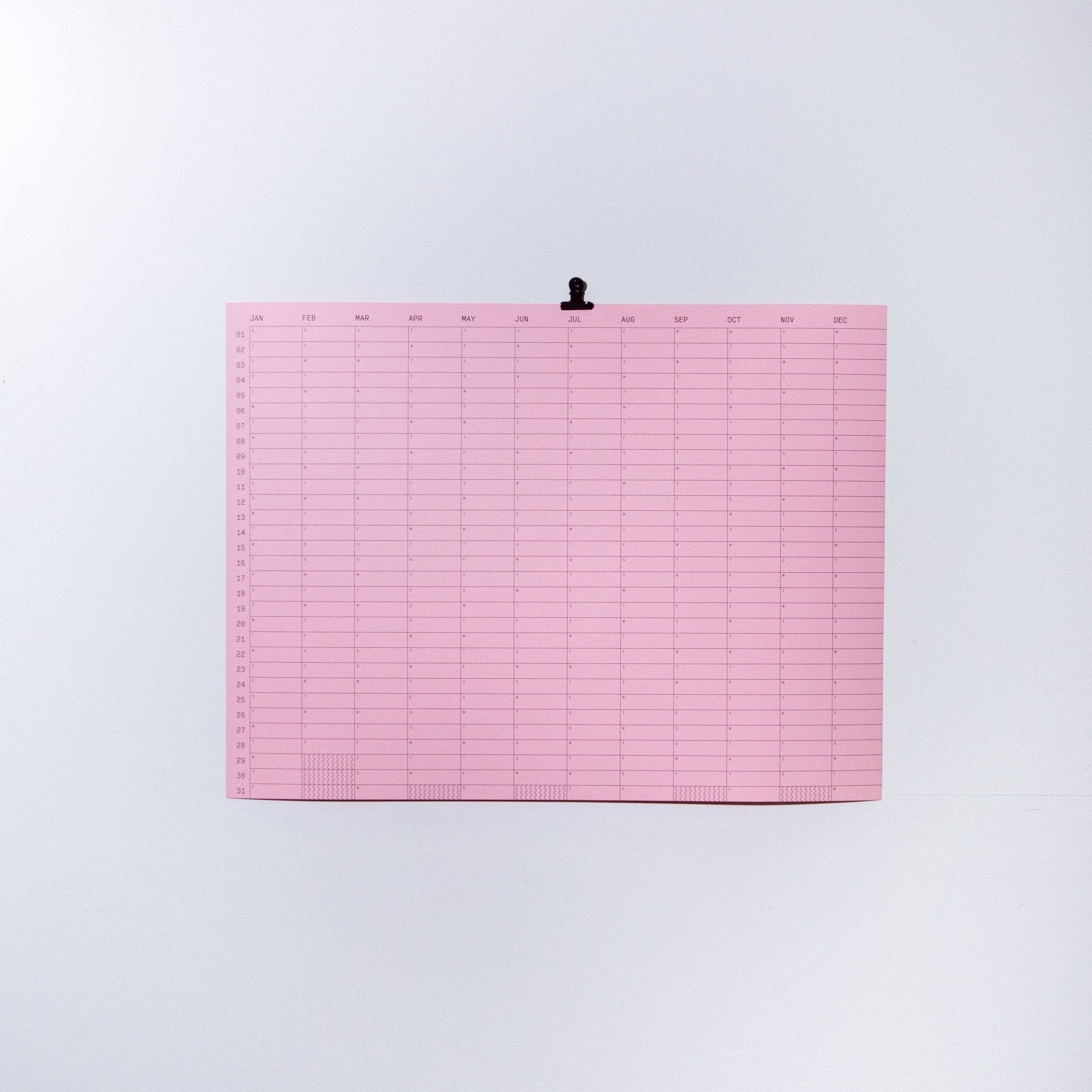 2025 Yearly Wall Calendar - Pink - Case Study