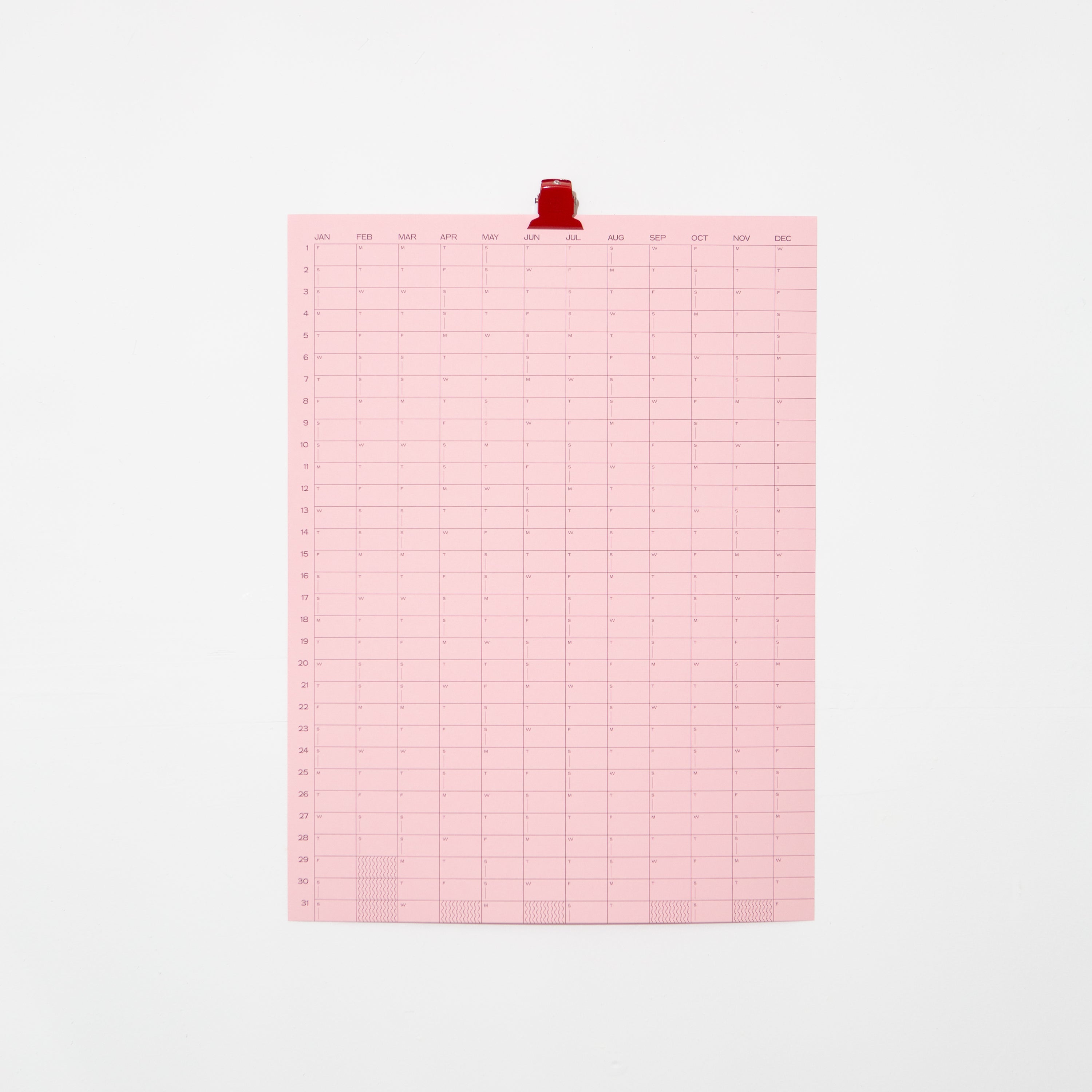 2027 Yearly Wall Calendar | Pink