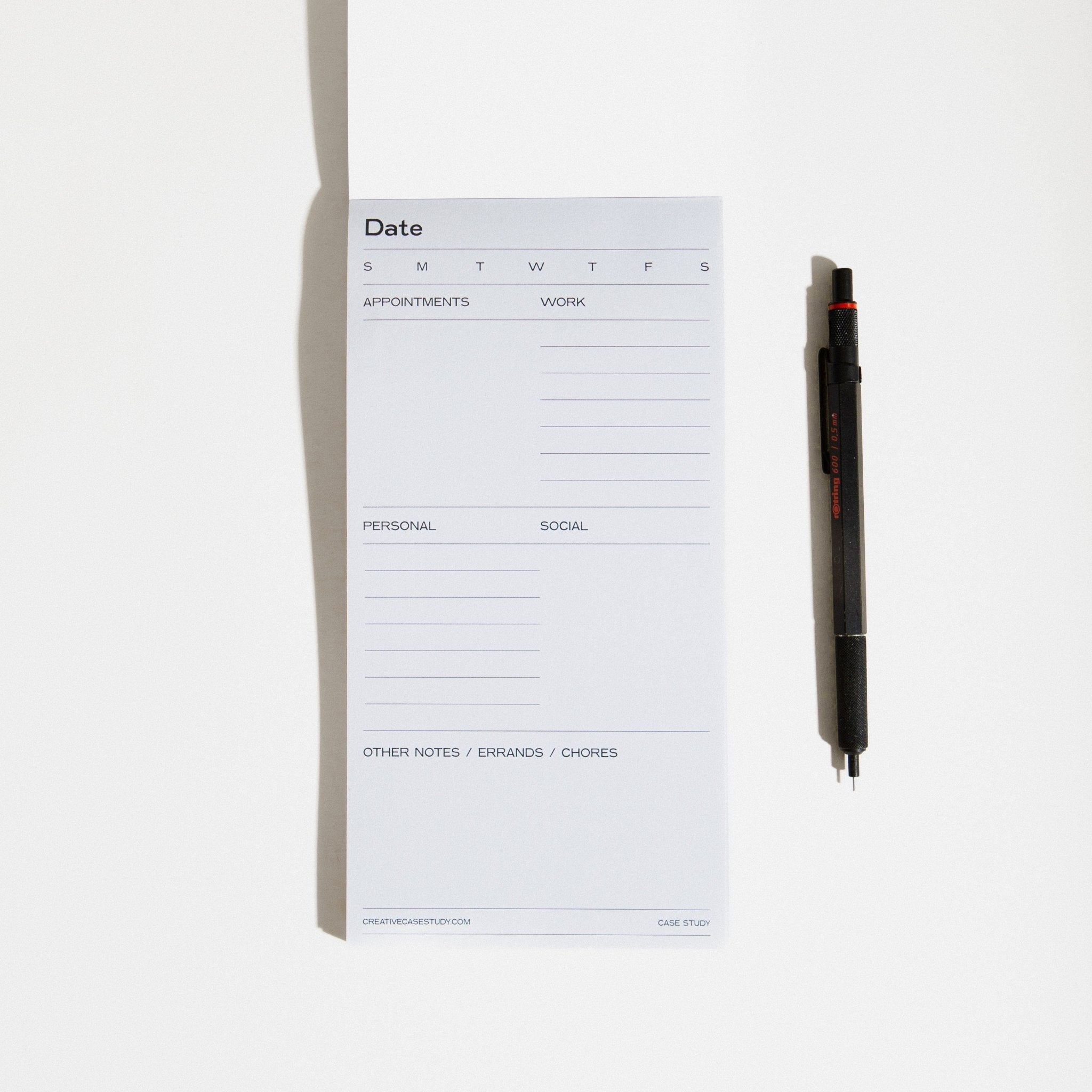 Daily Task Pad - White & Grey - Case Study