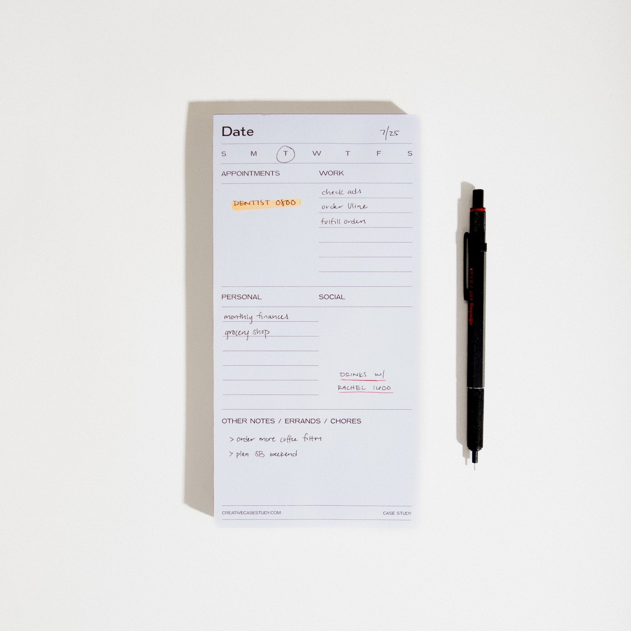 Daily Task Pad - White & Grey - Case Study