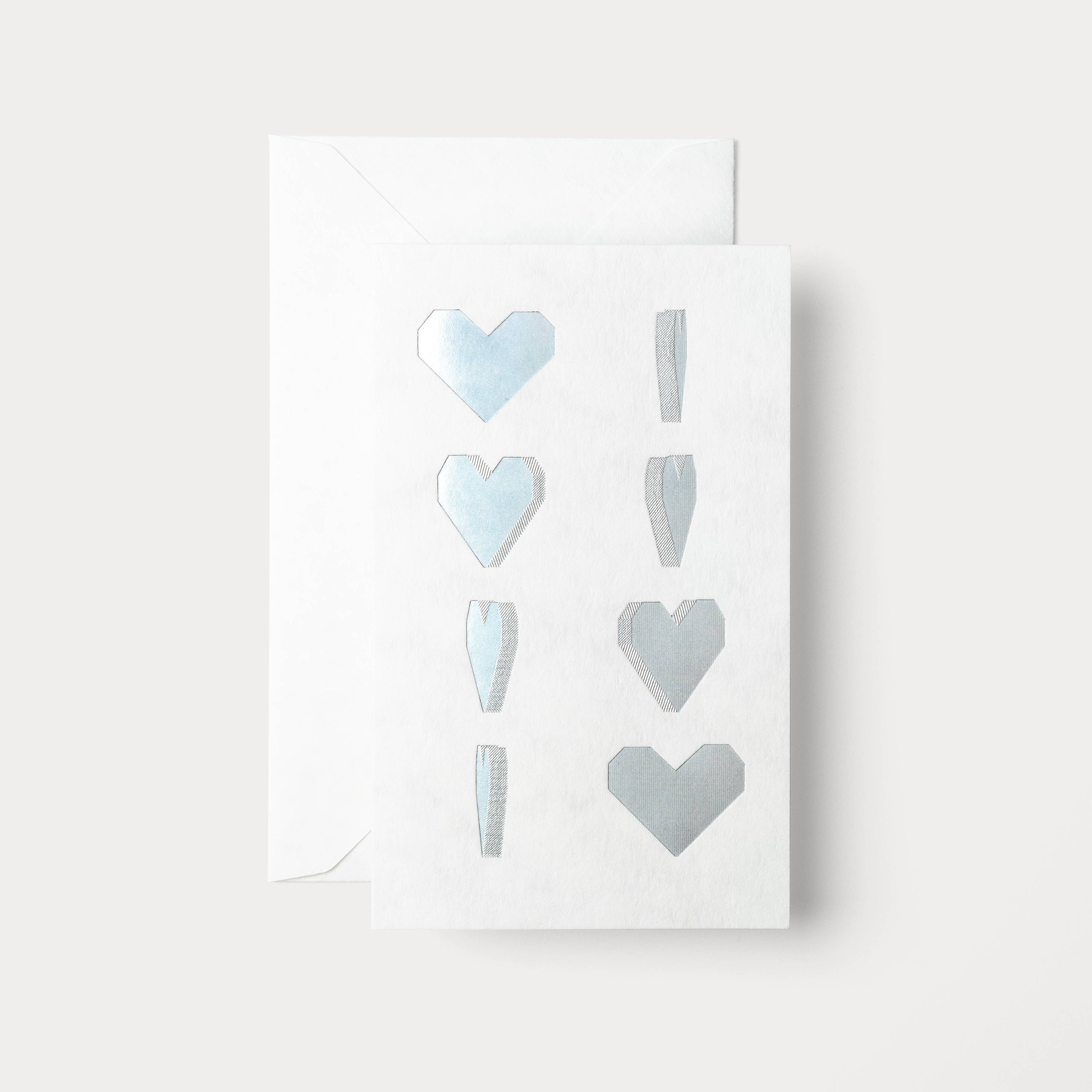 Holographic Silver Hearts Card