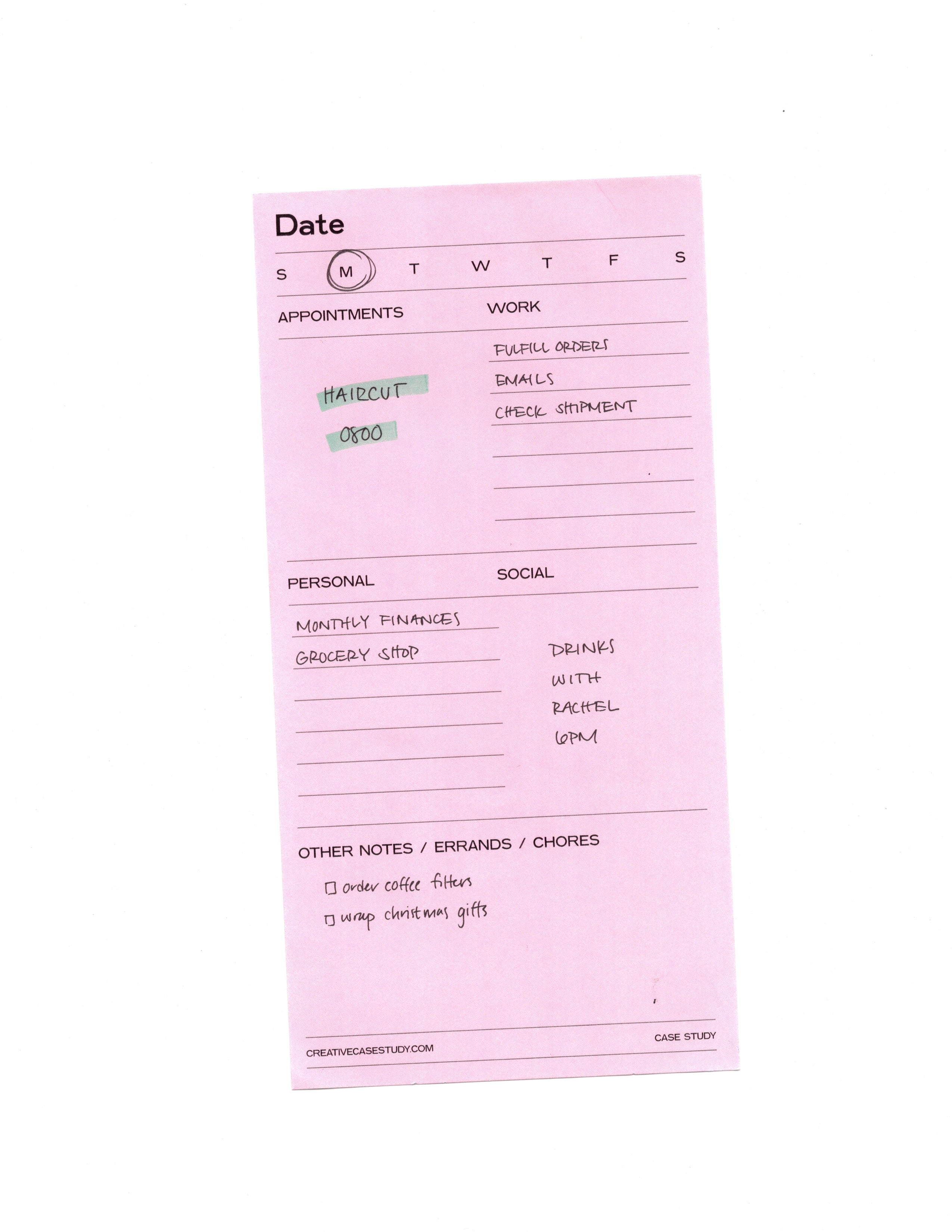 Daily Task Pad - Pink & Yellow