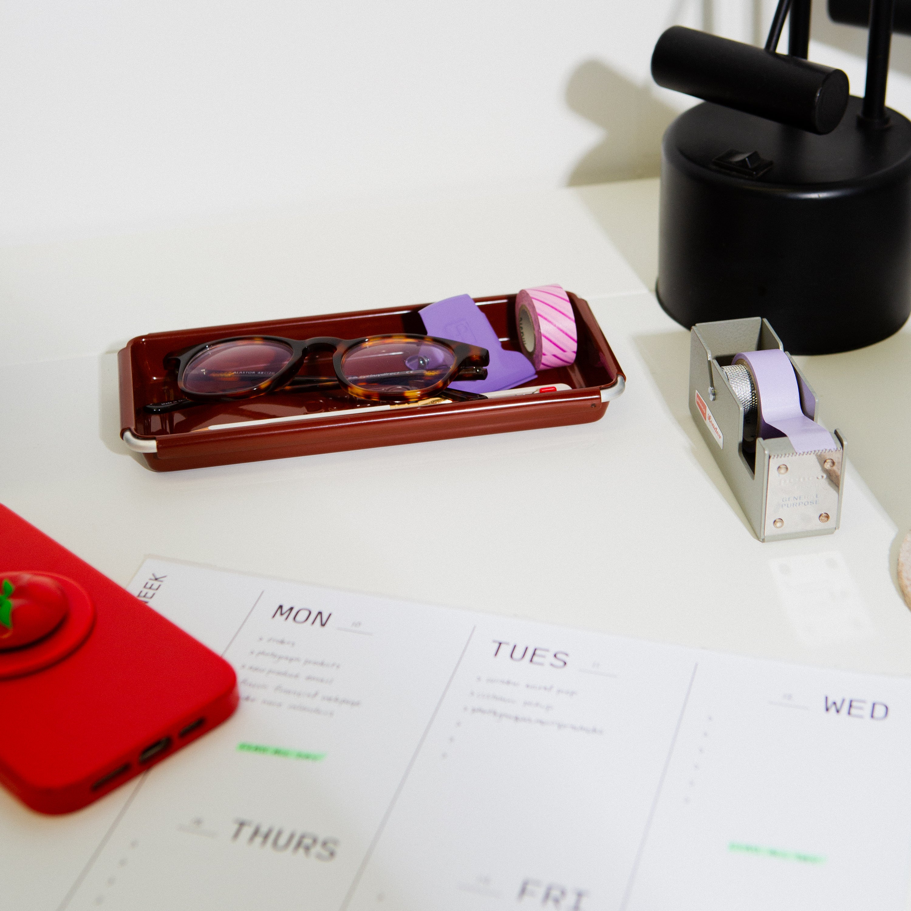 Glossy Steel Desktop Tray - Shallow