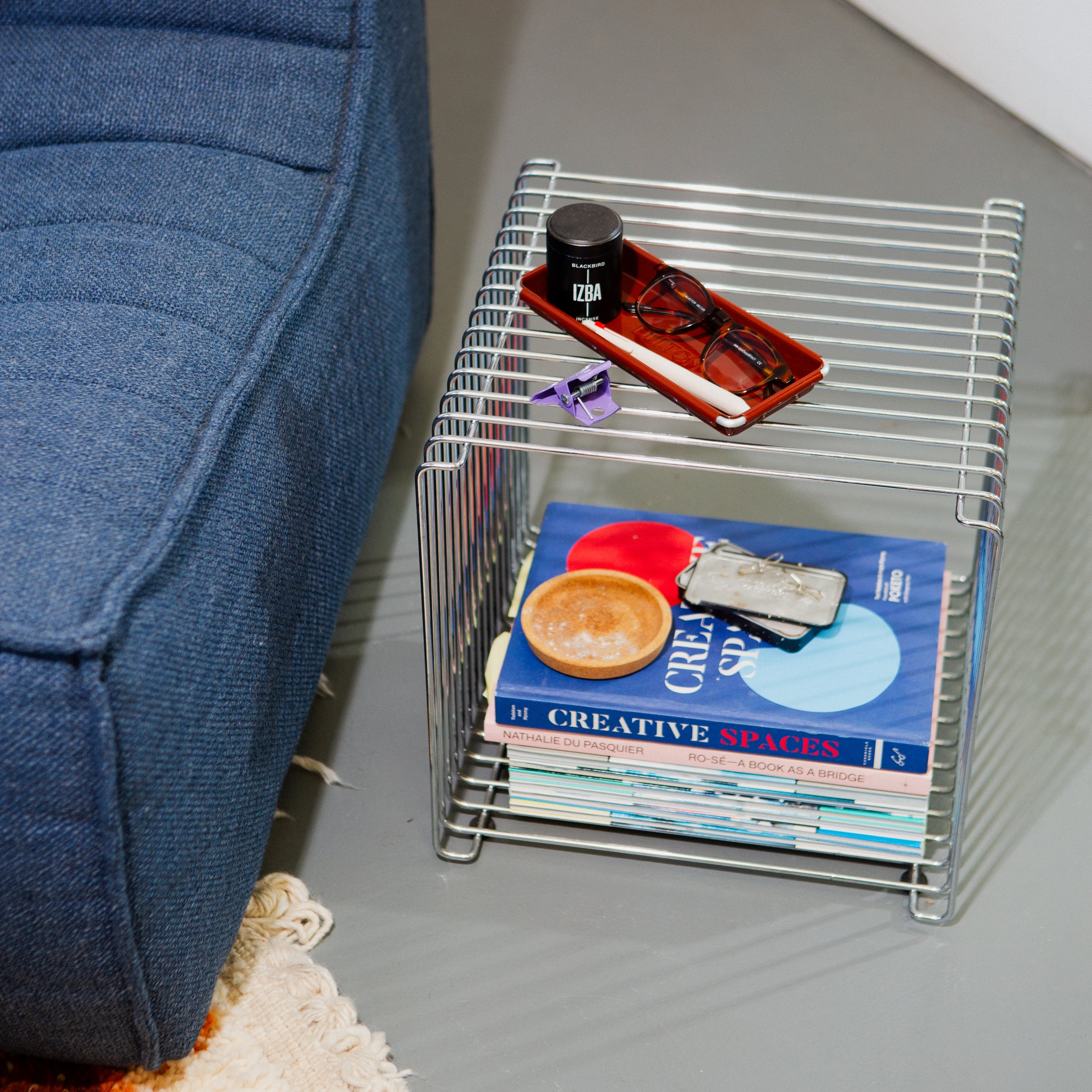 Glossy Steel Desktop Tray - Shallow