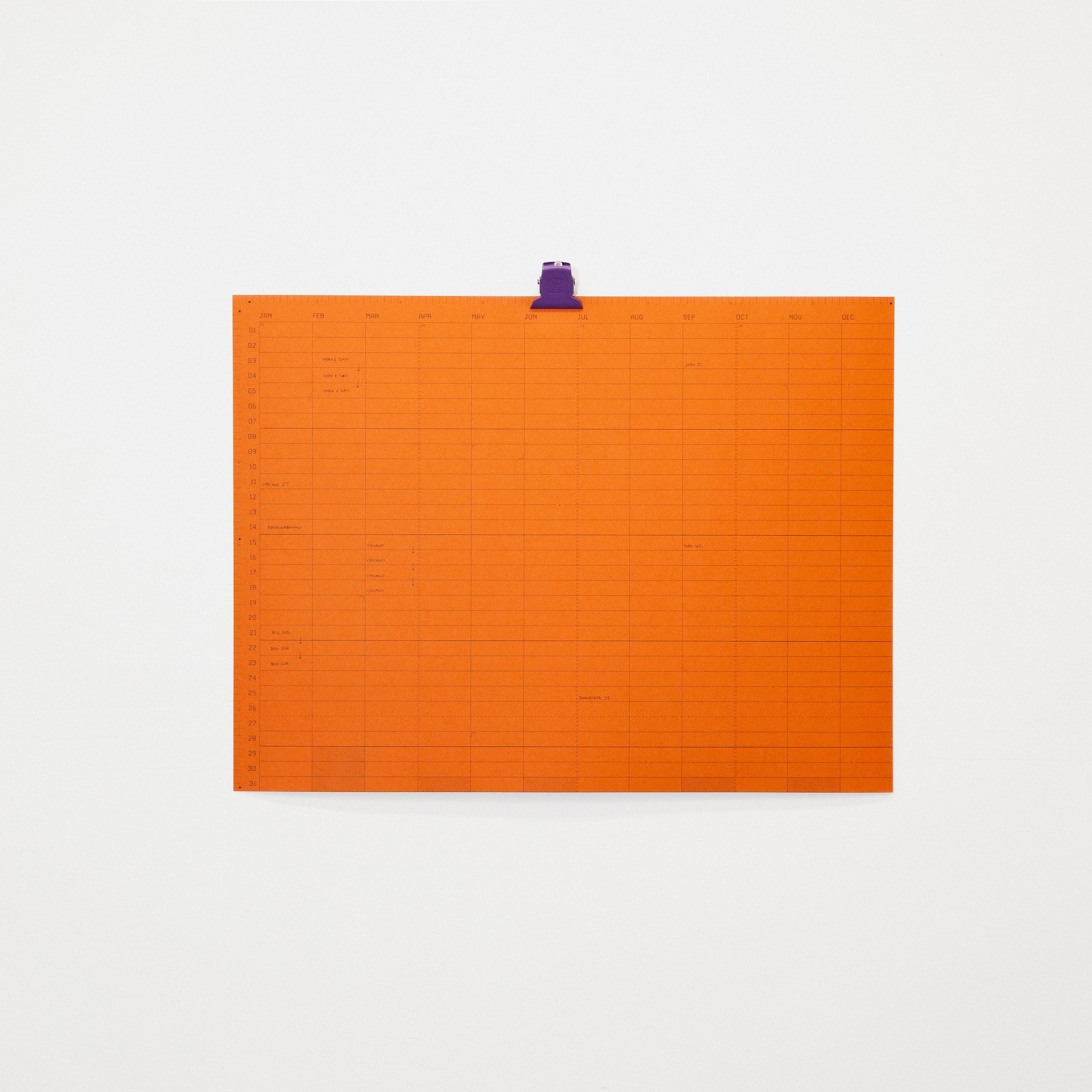 Open Dated 365 Day Wall Calendar | Rust