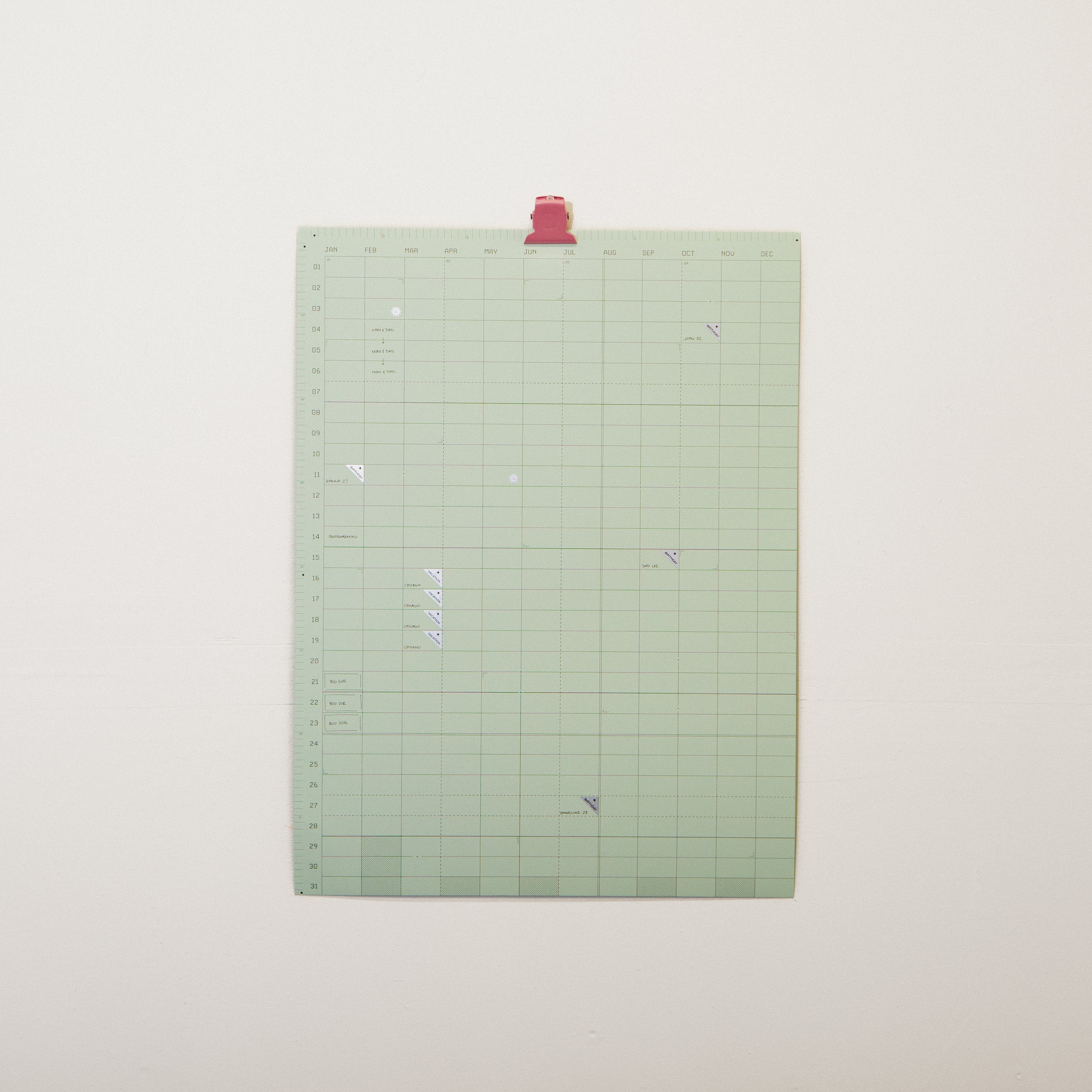 Open Dated 365 Day Wall Calendar | Matcha