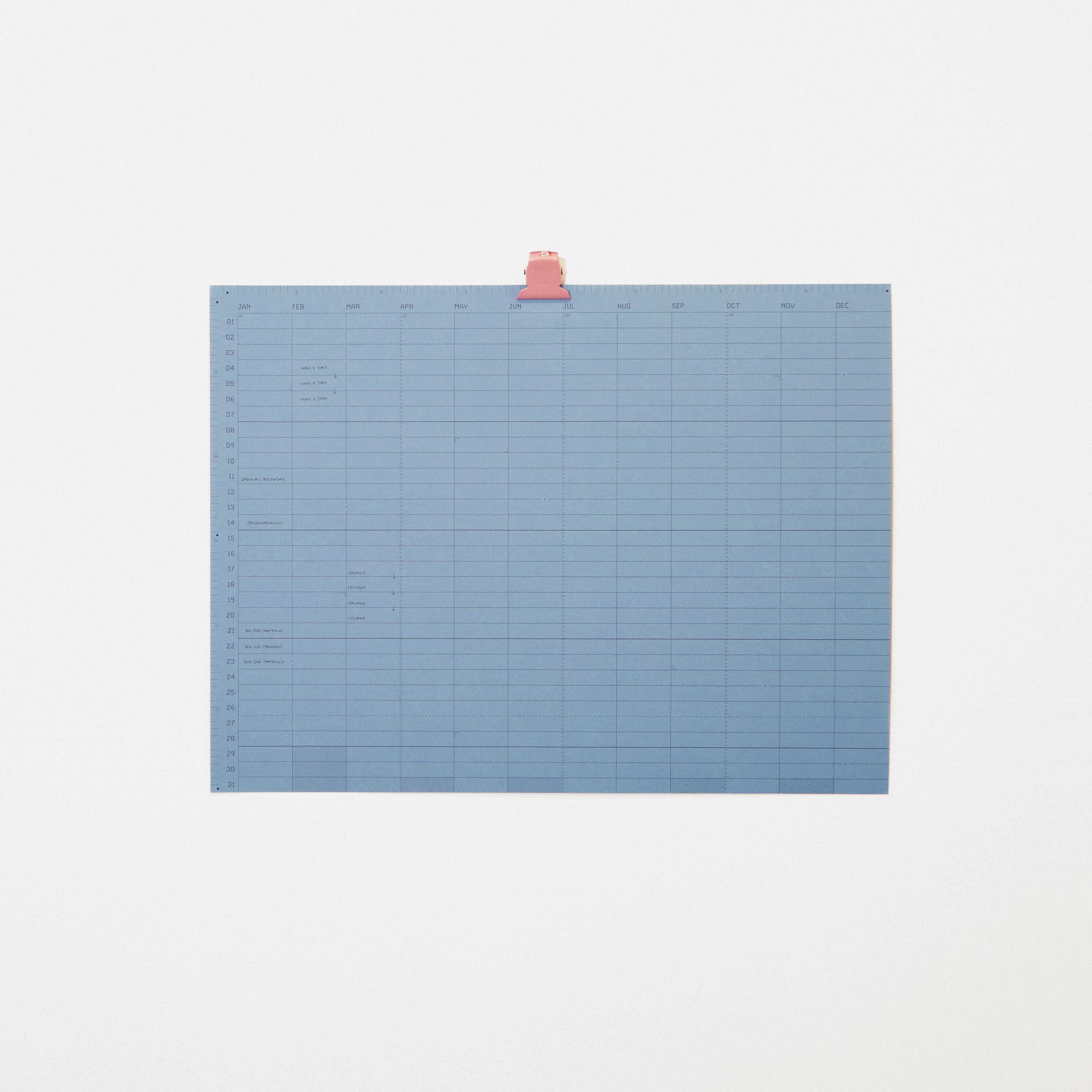 Open Dated 365 Day Wall Calendar | Denim