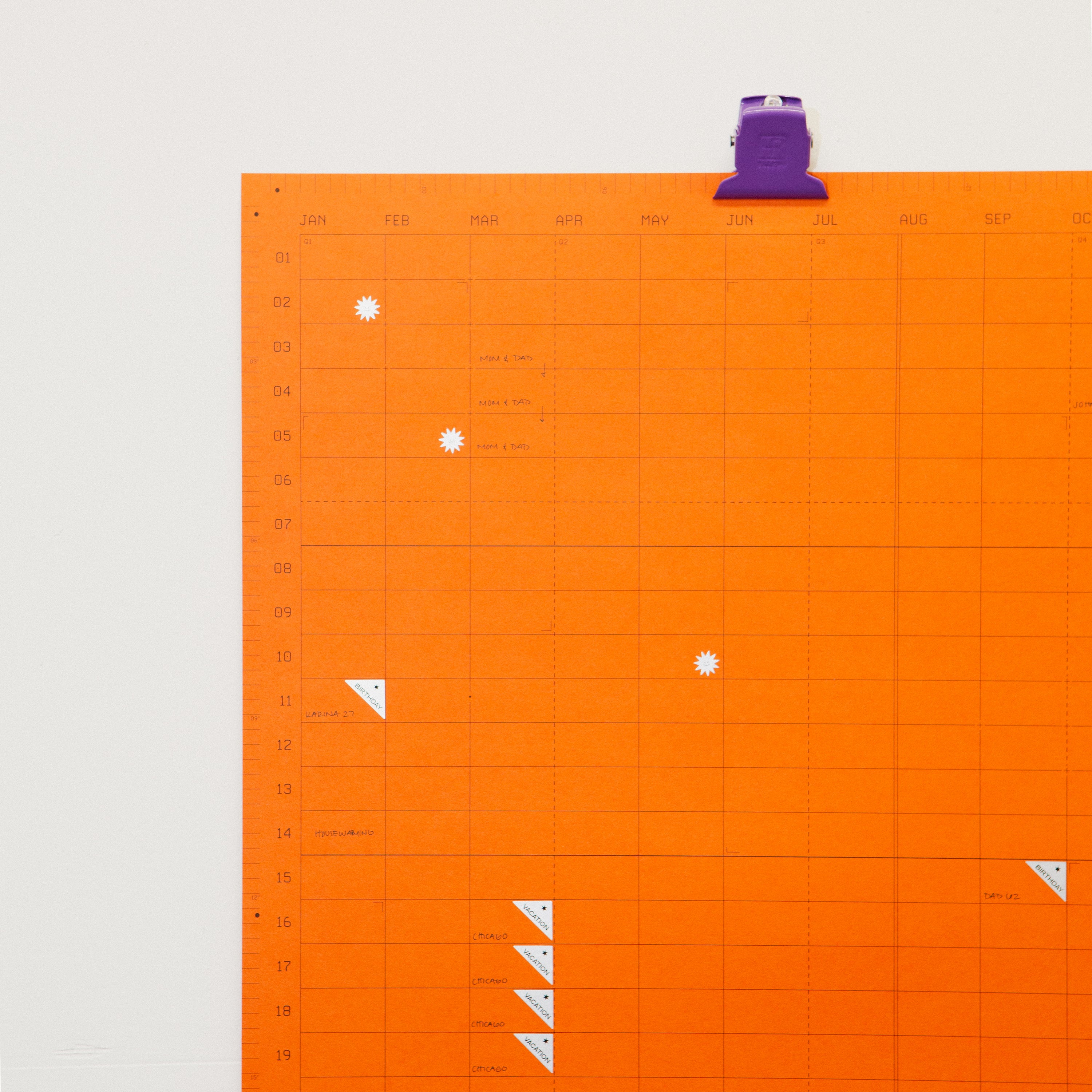 Open Dated 365 Day Wall Calendar | Rust