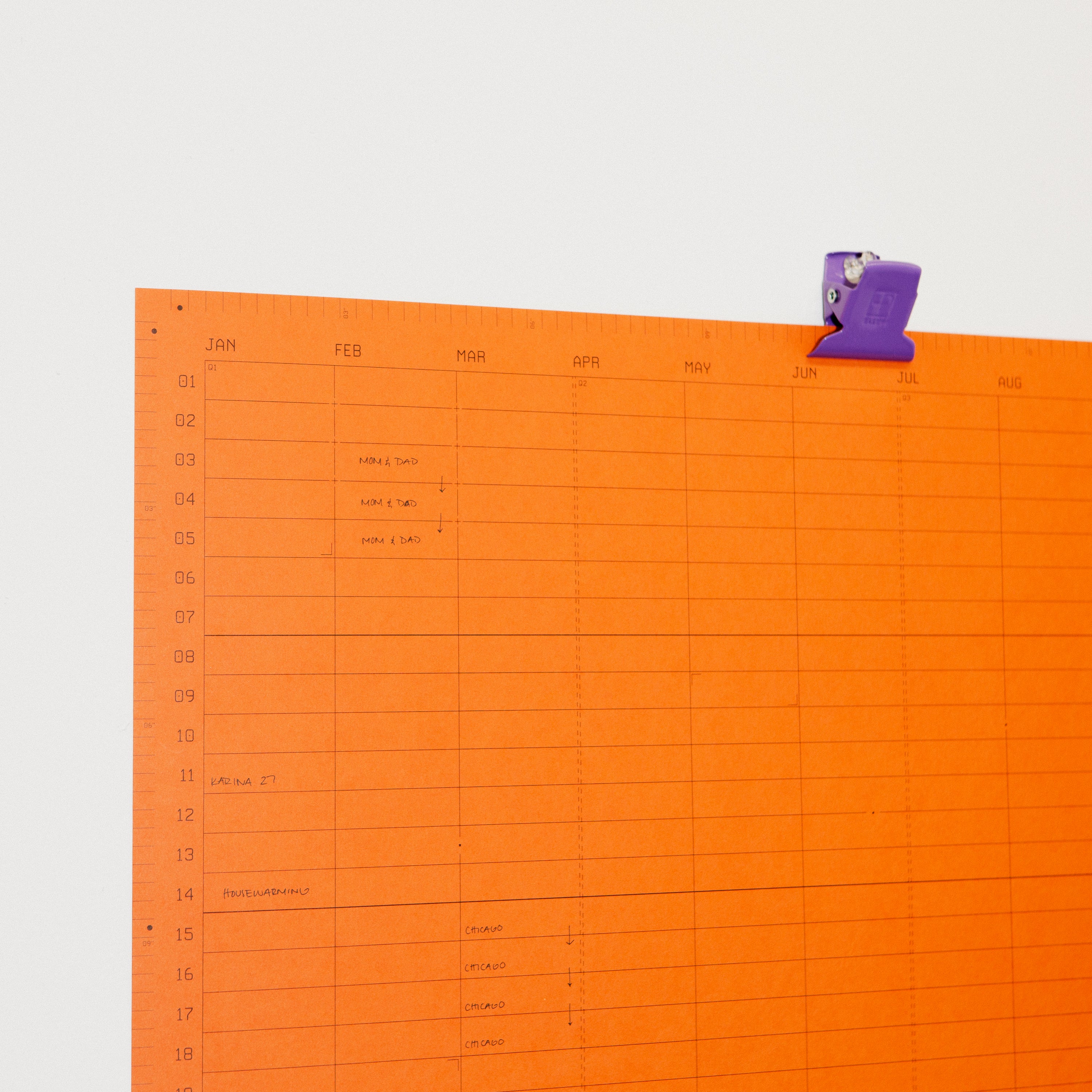 Open Dated 365 Day Wall Calendar | Rust