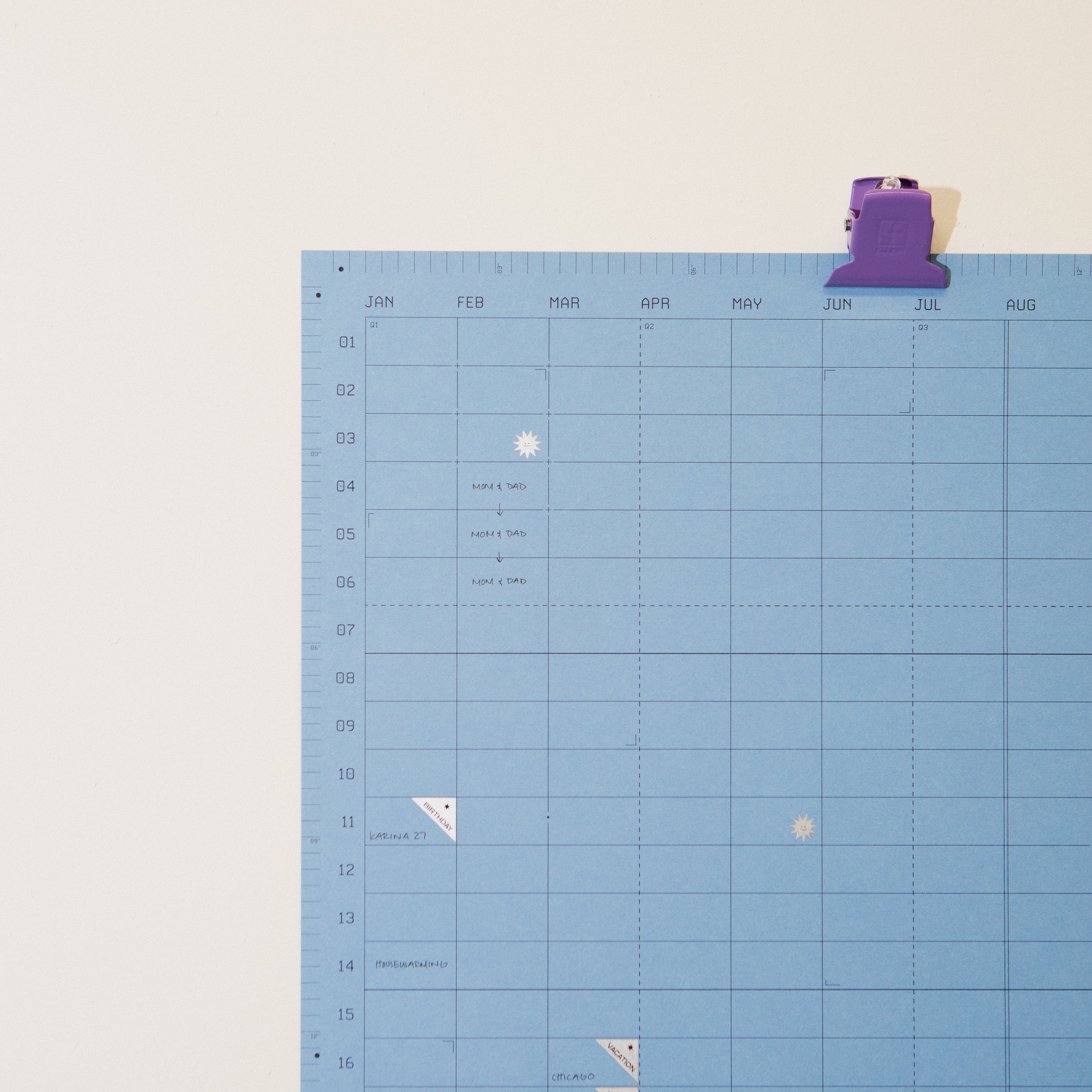 Open Dated 365 Day Wall Calendar | Denim