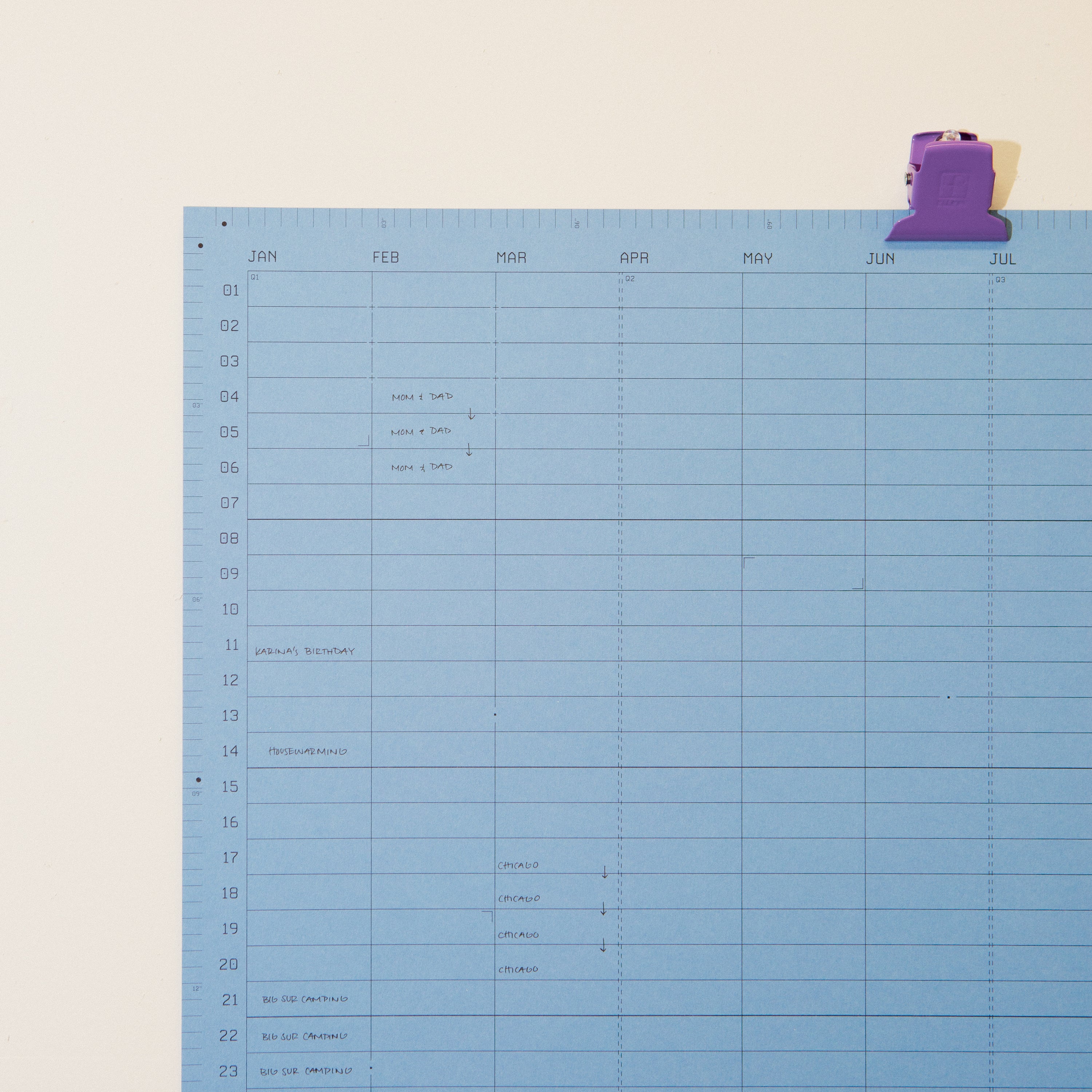 Open Dated 365 Day Wall Calendar | Denim