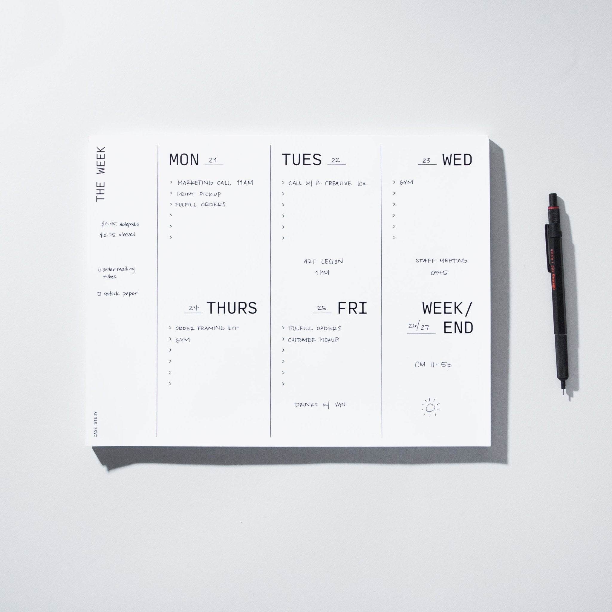 Large Weekly Desk Planner - Case Study